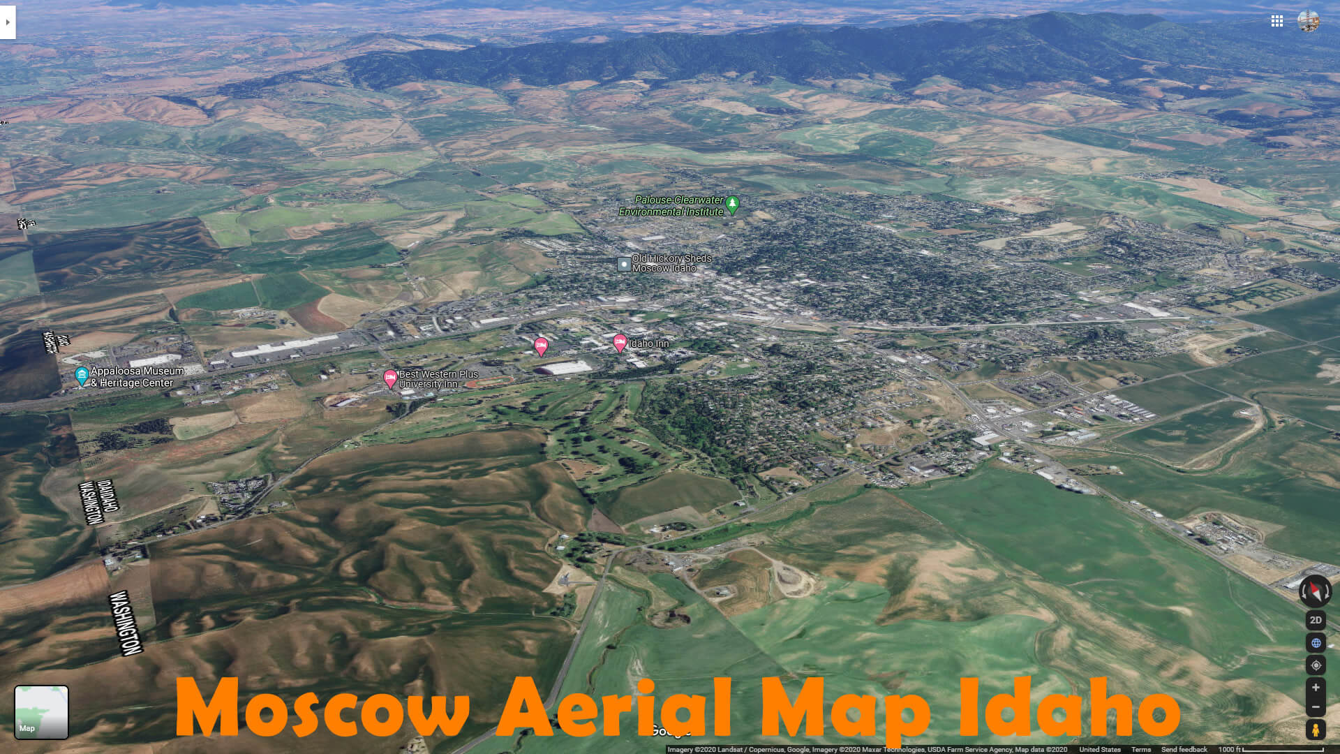 Moscow Aerien Carte Idaho